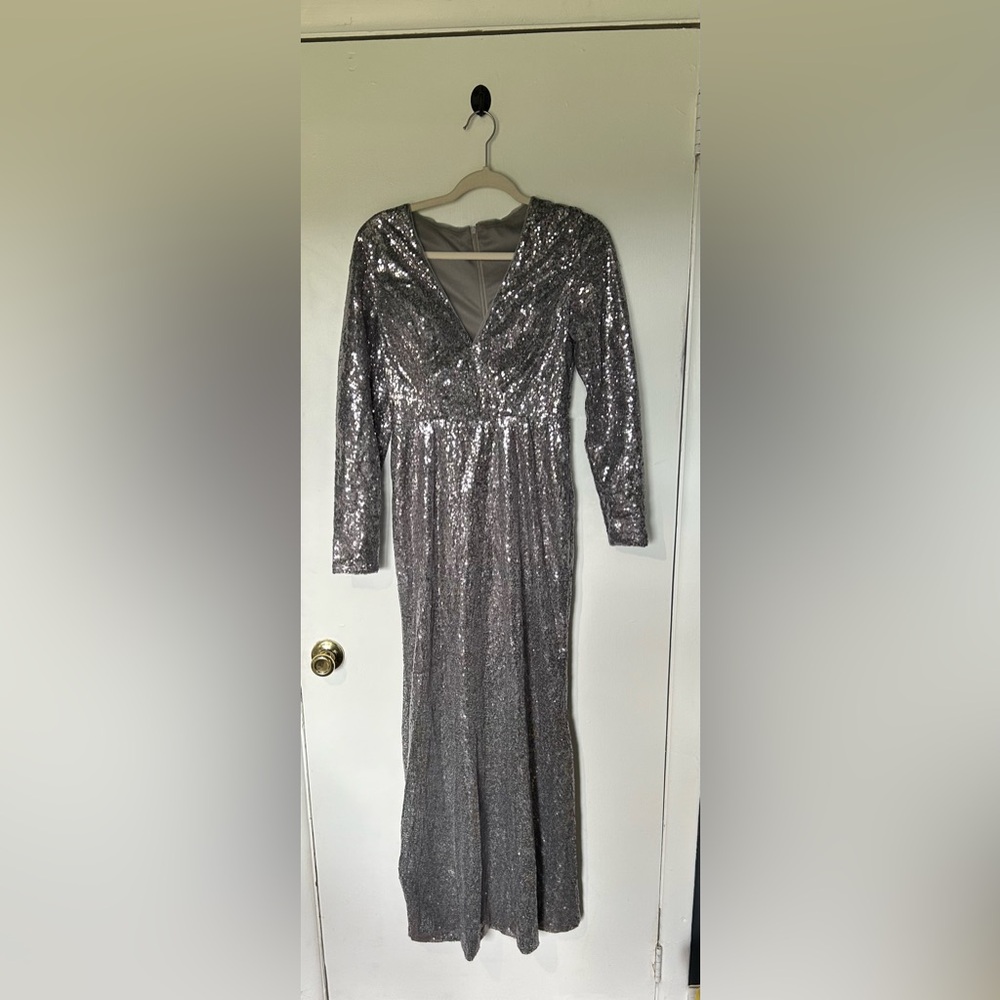 Elegant Silver Sequin Dress